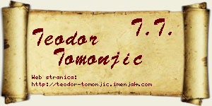 Teodor Tomonjić vizit kartica